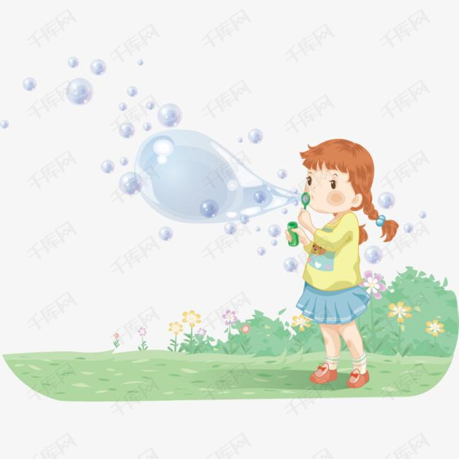 吹泡泡的女孩素材图片免费下载_高清psd_千库网(图片