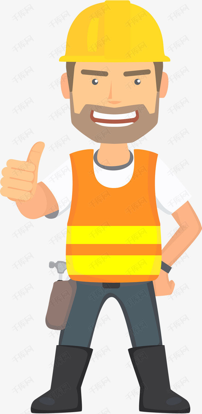 微笑卡通工地工人的素材免抠工地工人建筑工劳动节五一节劳作