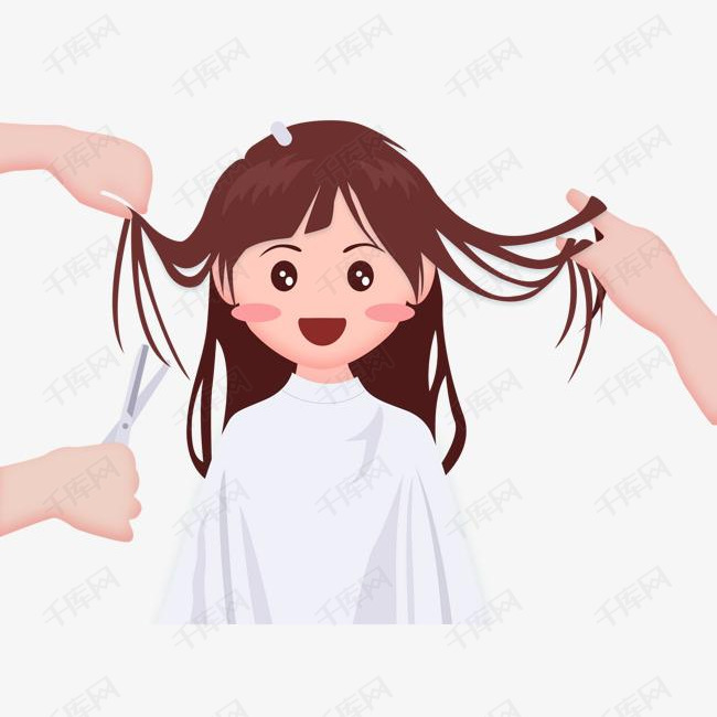 二月二龙抬头手绘可爱插图理发的孩子