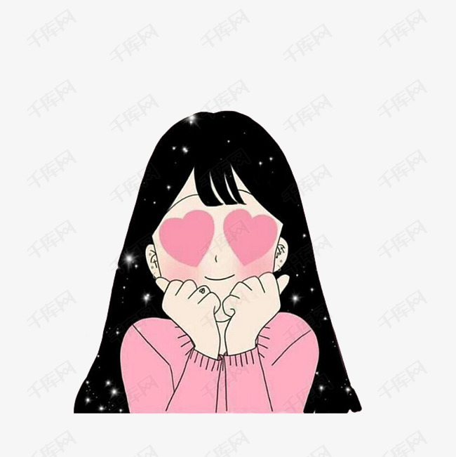 激动的动漫女孩素材图的素材免抠眼冒爱心激动表情动漫女孩开心欢喜