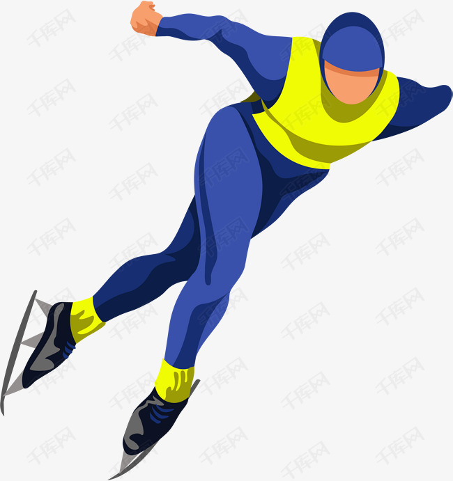 卡通短道速滑人物插画