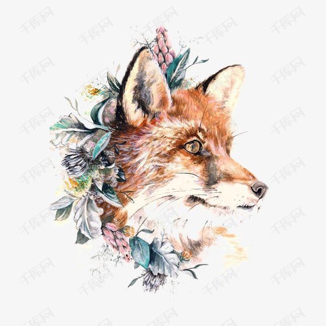 卡通可爱小动物装饰设计动物头像狐狸