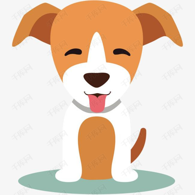 伸舌头的卡通小狗的素材免抠彩色手绘卡通伸舌头小狗商务