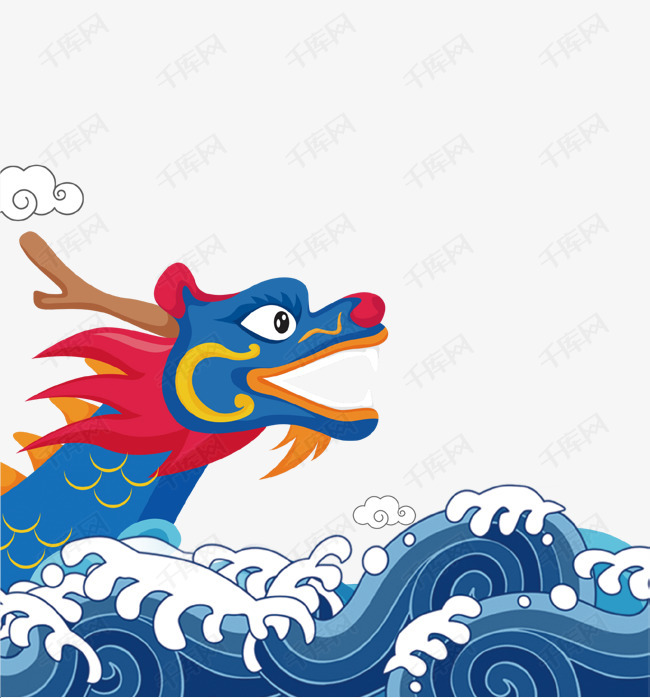 蓝色简约创意龙抬头海报插画