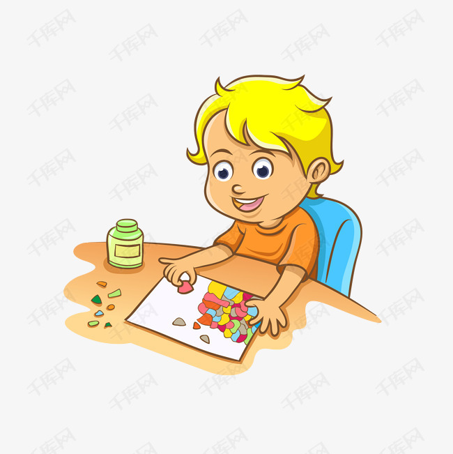 矢量手绘玩拼图小男生的素材免抠矢量png免抠图卡通手绘小男生玩积木