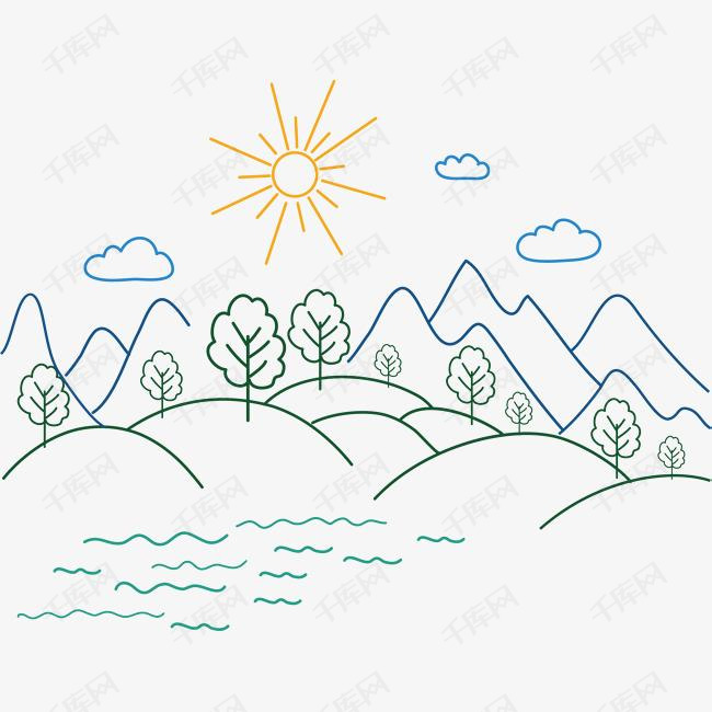 青山绿水水墨