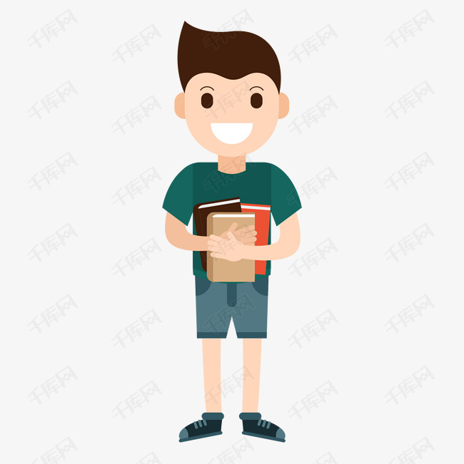 抱着书本的卡通人物