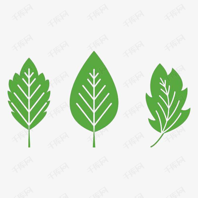 绿色手绘扁平化树叶的素材免抠绿色扁平化矢量手绘树叶叶子简笔画树叶