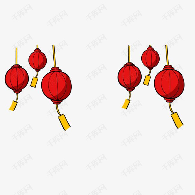 卡通红色春节灯笼矢量图的素材免抠新年装饰春节装饰红色灯笼新年灯笼