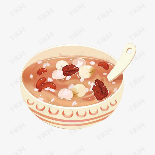 卡通手绘花生莲子腊八粥