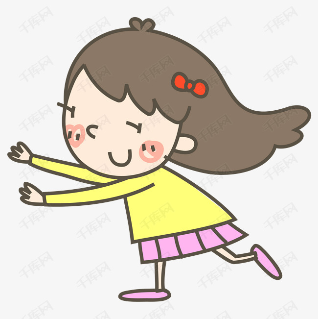 奔跑的卡通小女孩图案