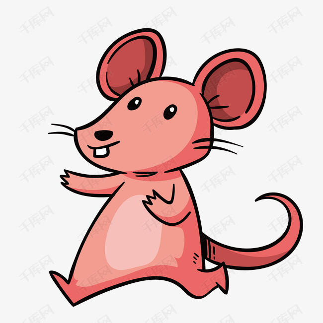 简笔手绘粉色老鼠的素材免抠简笔粉色老鼠鼠类动物卡通