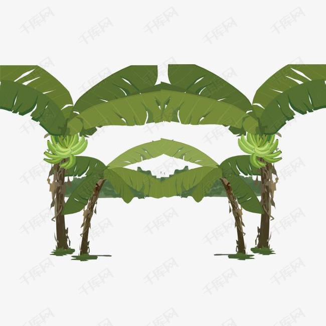 手绘卡通香蕉树矢量图