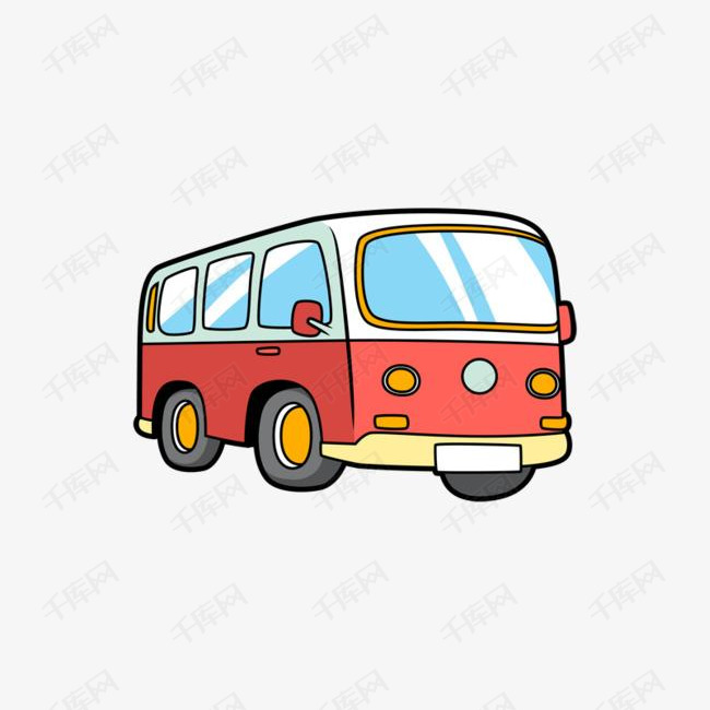 卡通红色巴士汽车