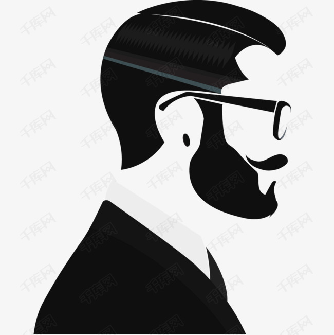 帅气眼镜男人剪影的素材免抠插画图标时尚人物人物头像剪影帅气眼镜男