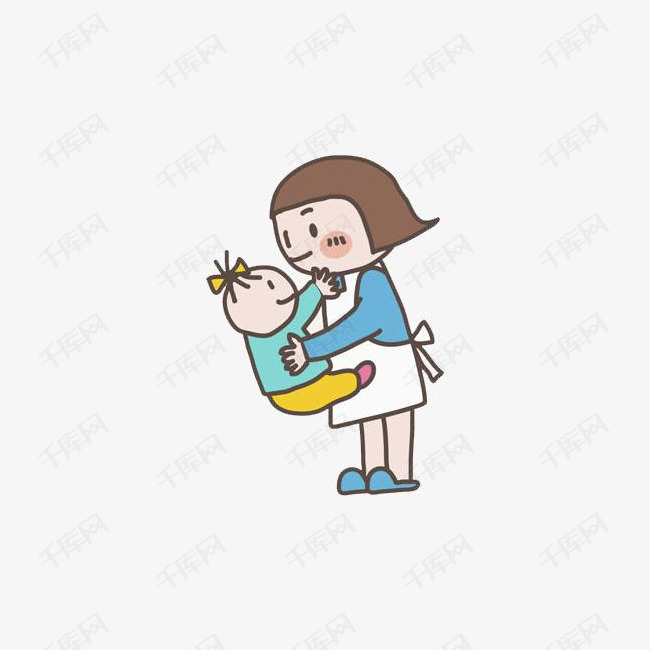 抱孩子的妈妈的素材免抠卡通手绘孩子婴儿妈妈母亲