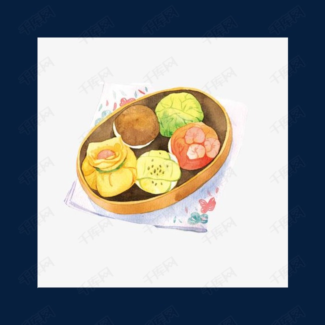彩色面食收手绘画素材图片