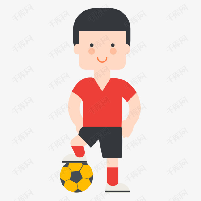 卡通踢足球男生