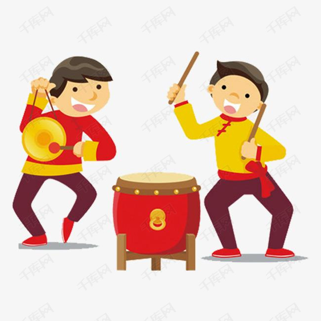 新年卡通敲锣打鼓