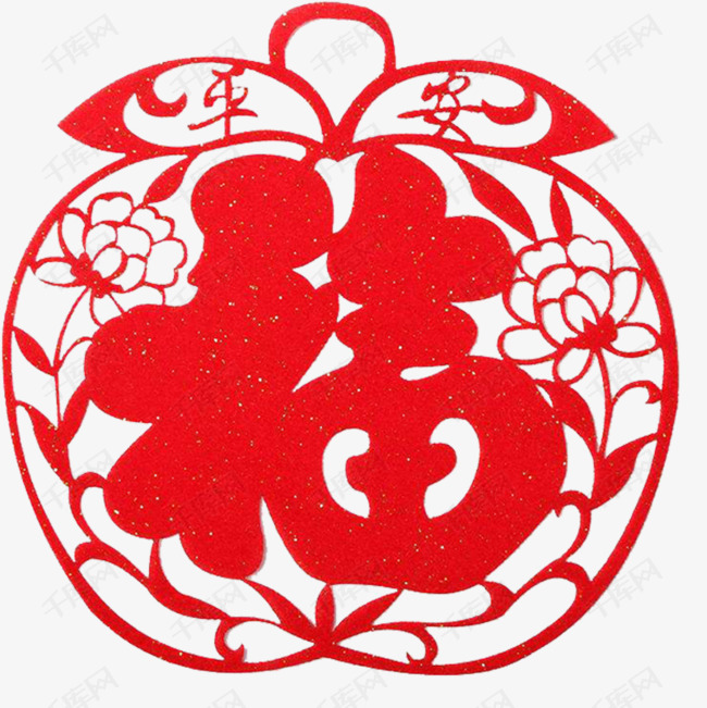 平安苹果剪纸设计