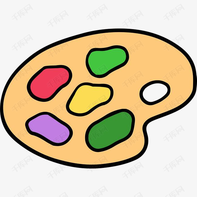 简约调色盘颜料盘的素材免抠卡通手绘调色盘颜料盘简笔画矢量图案儿童
