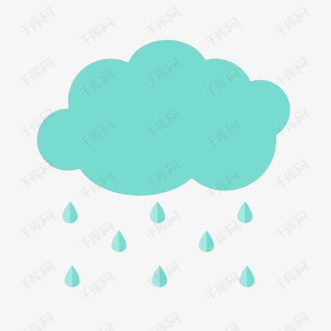 手绘蓝色扁平雨云