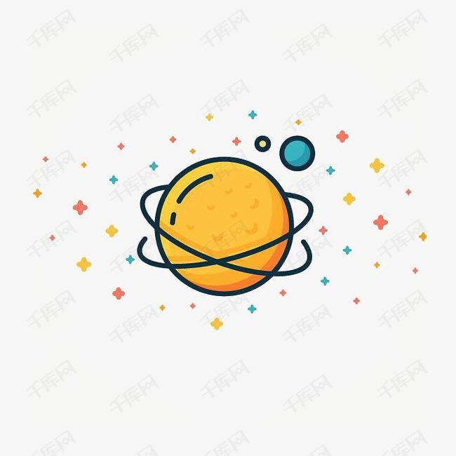 黄色星球的素材免抠创意设计感ppt扁平化mbe风格手绘