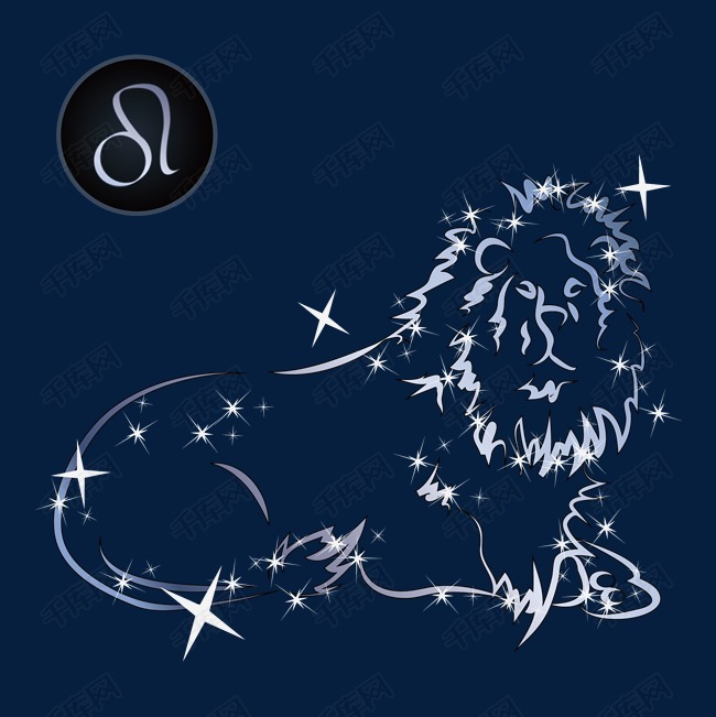 卡通矢量星空星座狮子座通用标志免抠PNG素