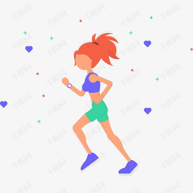 跑步的卡通女人人物