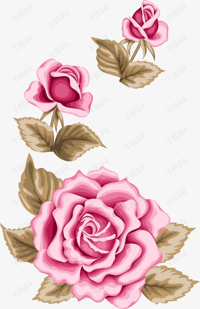 卡通唯美玫瑰花的素材免抠卡通唯美玫瑰花花束花卉