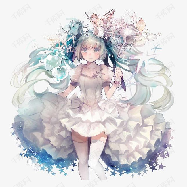 手绘动漫美女百褶裙素材图片免费下载_高清p