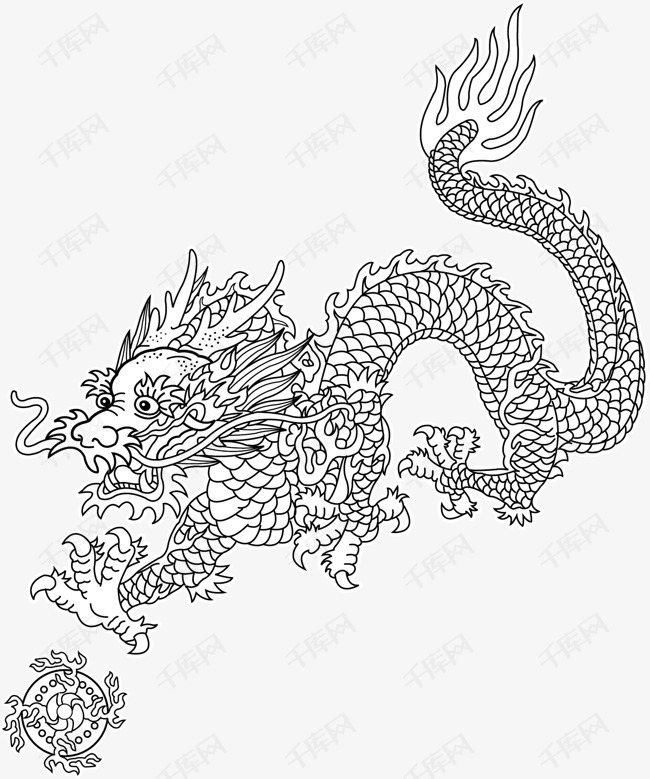 黑白龙矢量图