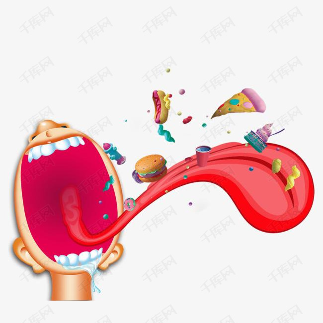 免抠卡通吃食物的舌头嘴巴