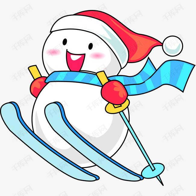 可爱圣诞节滑雪雪人