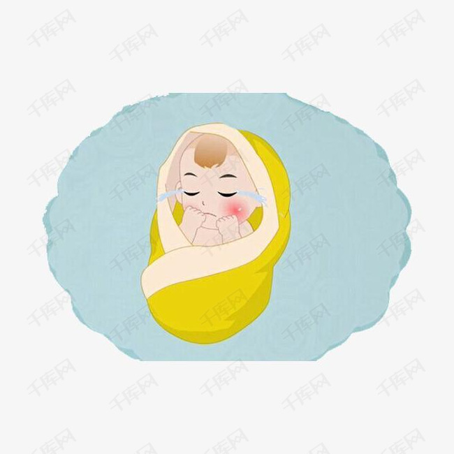 卡通襁褓中哭闹的婴儿