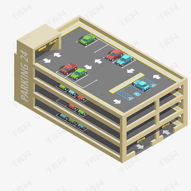 停车场装饰素材图案的素材免抠停车停车场立体卡通纹路纹理