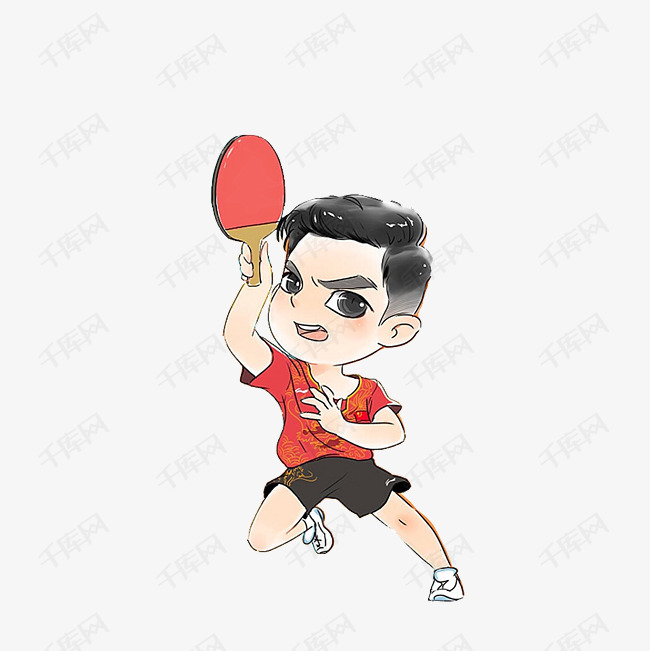 中国乒乓选手卡通形象的素材免抠乒乓运动员中国乒乓选手卡通手绘可爱