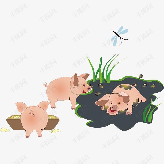 卡通可爱农场猪圈