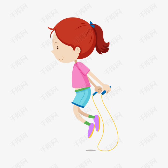 卡通跳绳的小女孩的素材免抠人物设计小女孩矢量图儿童生活节校园运动