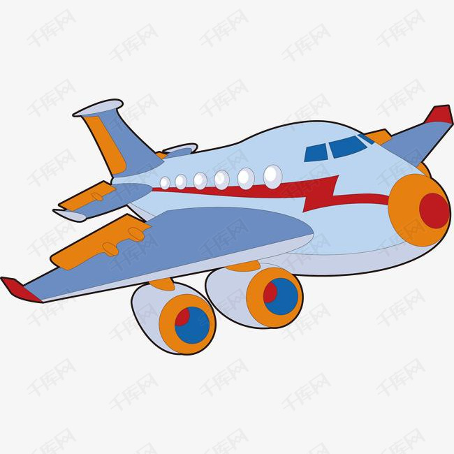 彩色手绘的飞机素材的素材免抠飞机交通动漫动画卡通手绘装饰图飞机