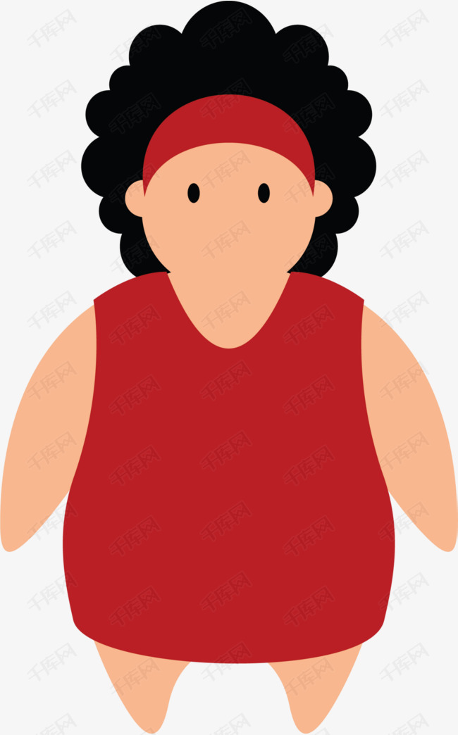 红衣扁平卡通女胖子