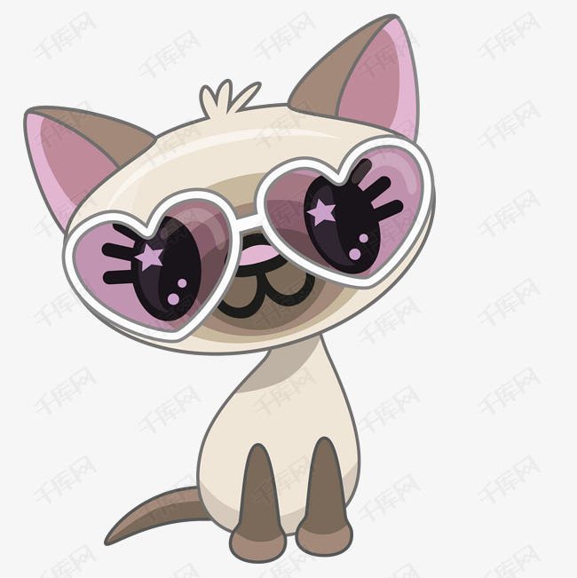 卡通手绘可爱的小猫的素材免抠卡通手绘可爱开心的小猫猫咪眼睛