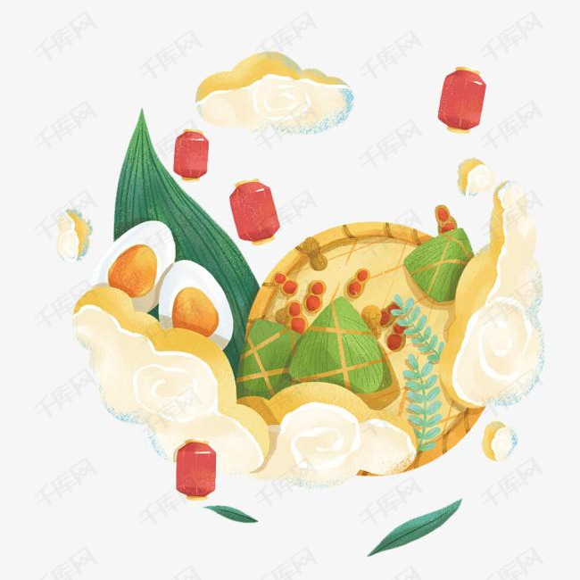 手绘端午节粽子插画