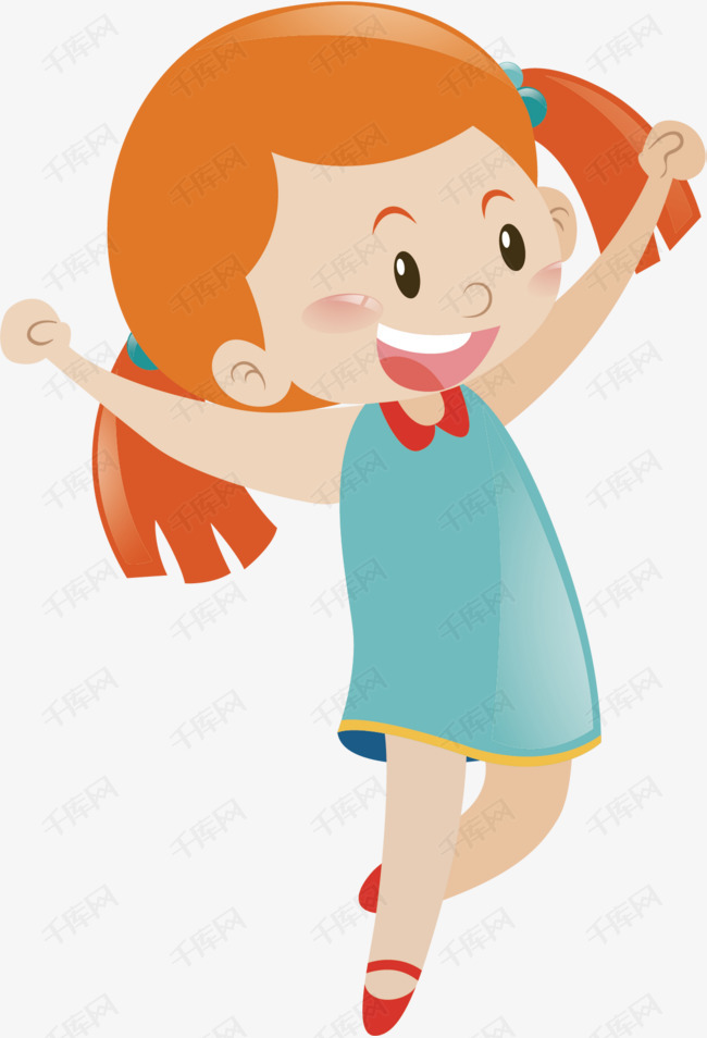 黄发女孩的素材免抠黄发女孩微笑拳头卡通手绘装饰图案