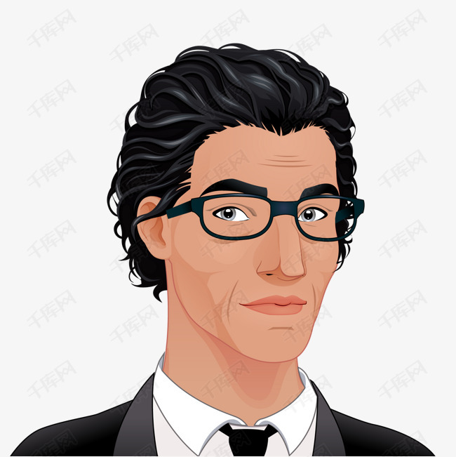 商务男性的头像设计的素材免抠矢量图男性人物设计眼镜头像设计商务