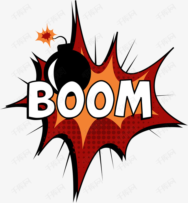 红色爆炸图案的素材免抠红色爆炸图案boom炸弹火花