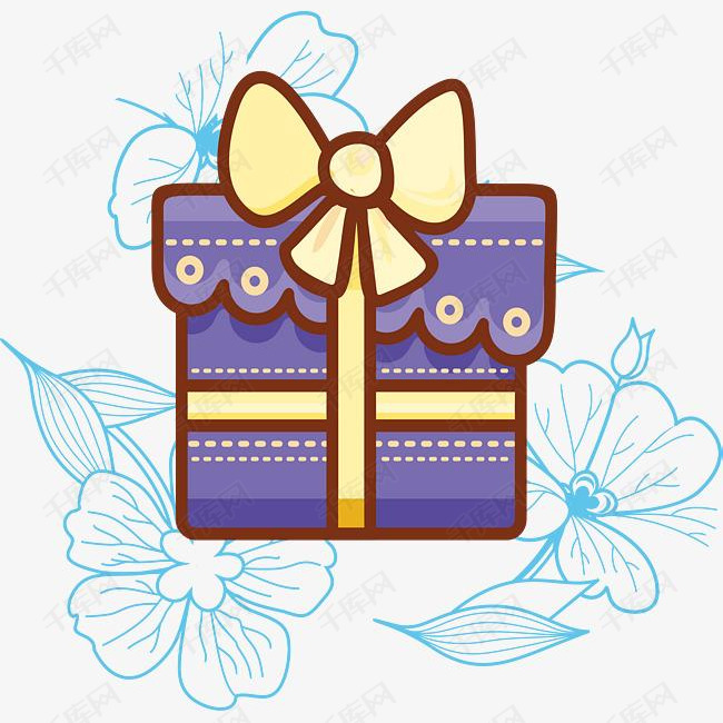 卡通紫色礼物盒