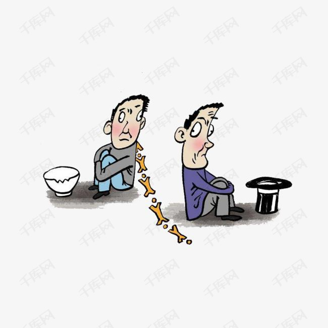 漫画风格贫困的乞讨者