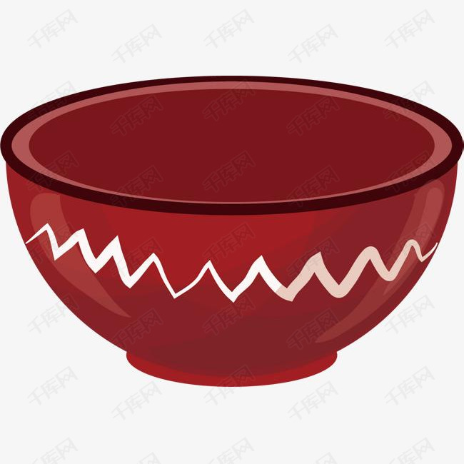 矢量图水彩红色的碗