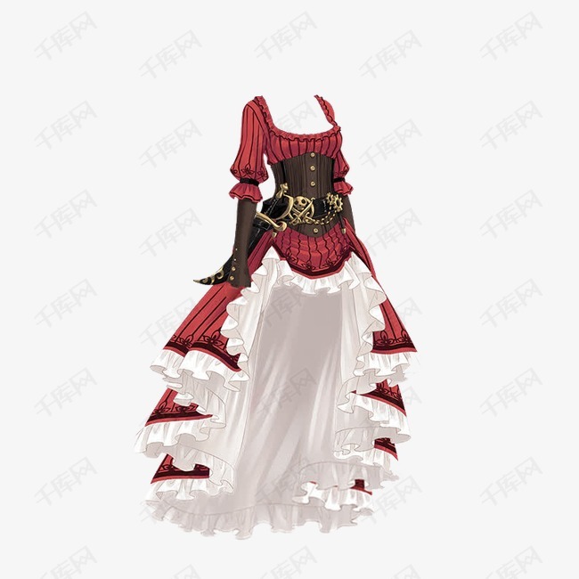 卡通人物服装的素材免抠衣服手绘服装卡通长裙